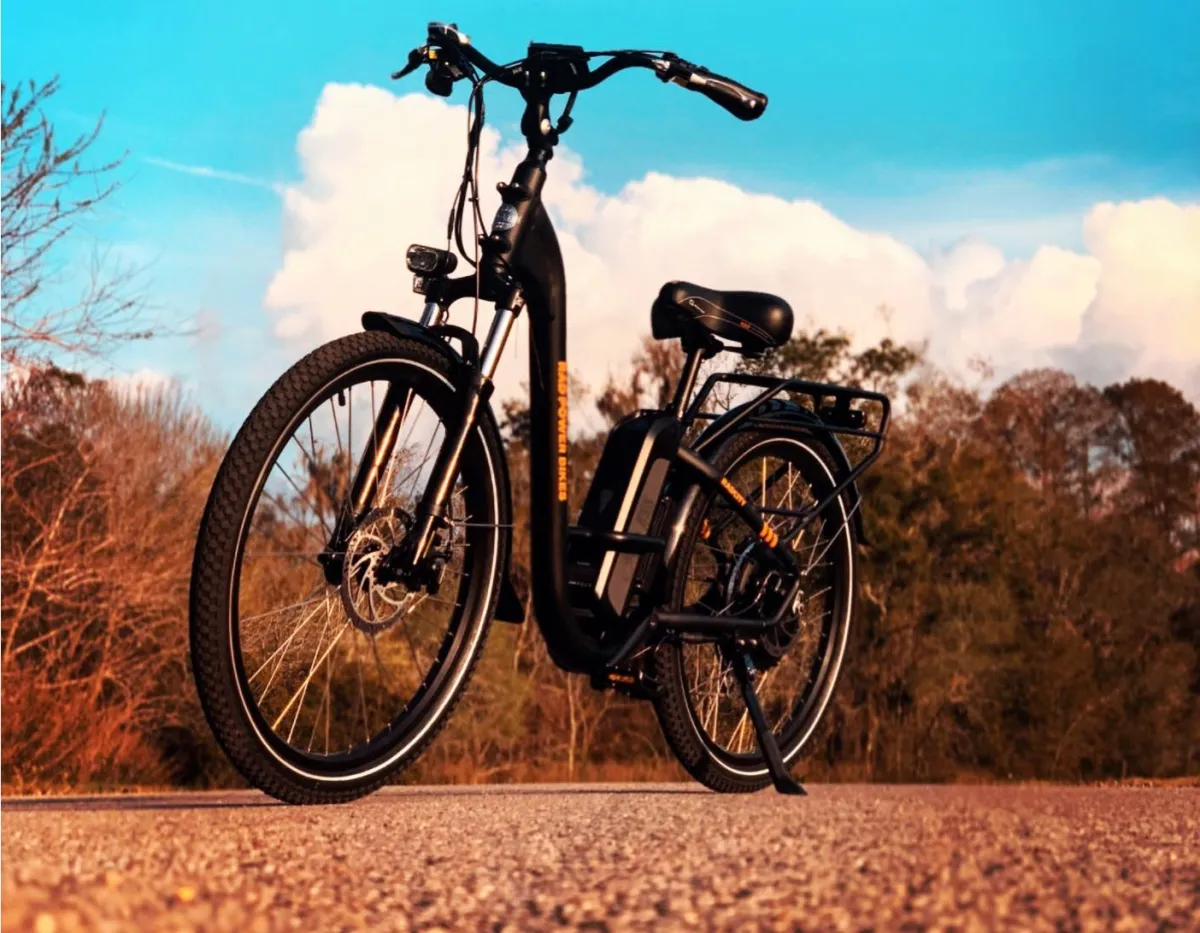 a bicycle parked on the side of the road